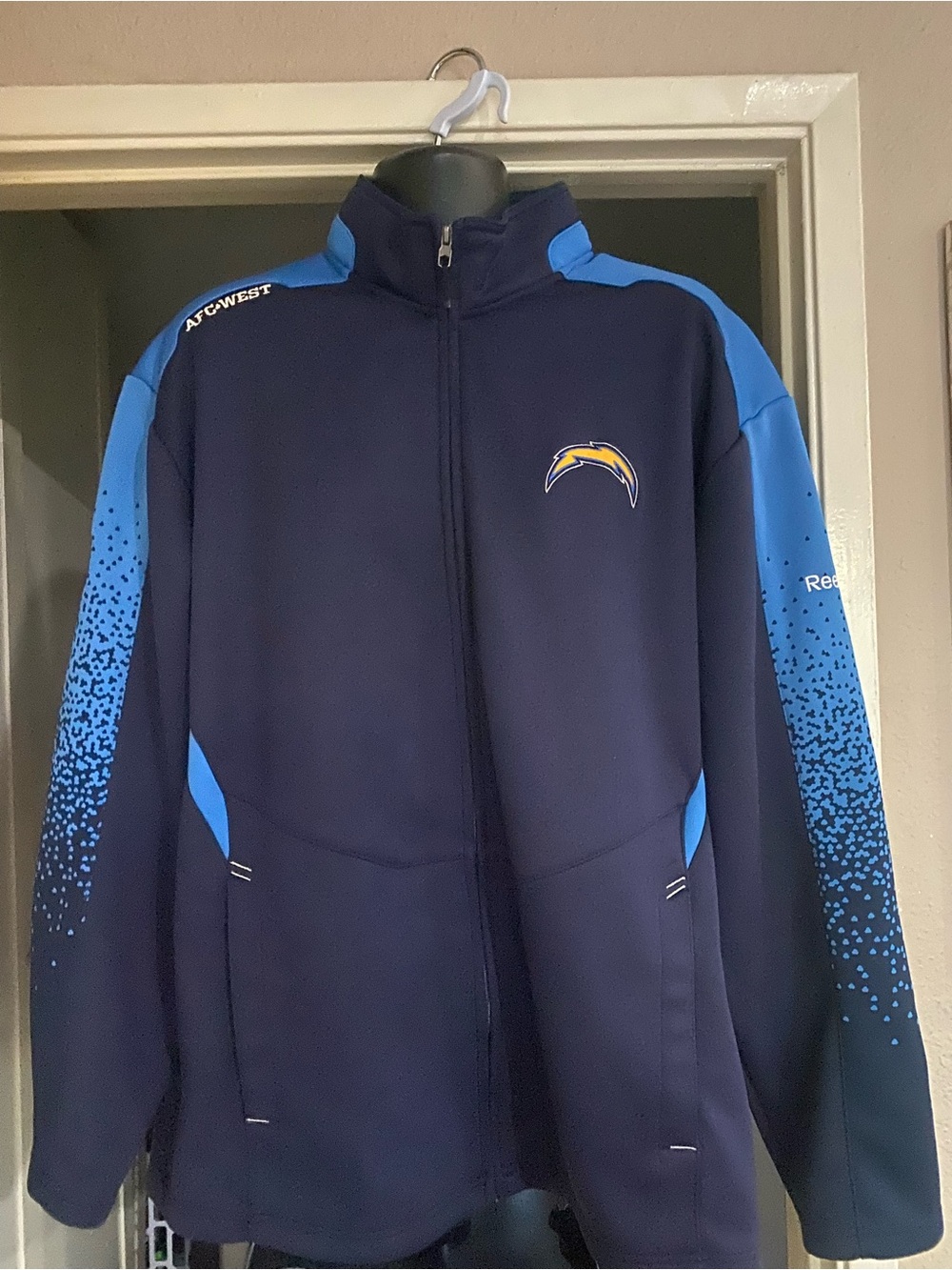 Reebok Navy & Light Blue Chargers Full-Zip Performance Jacket